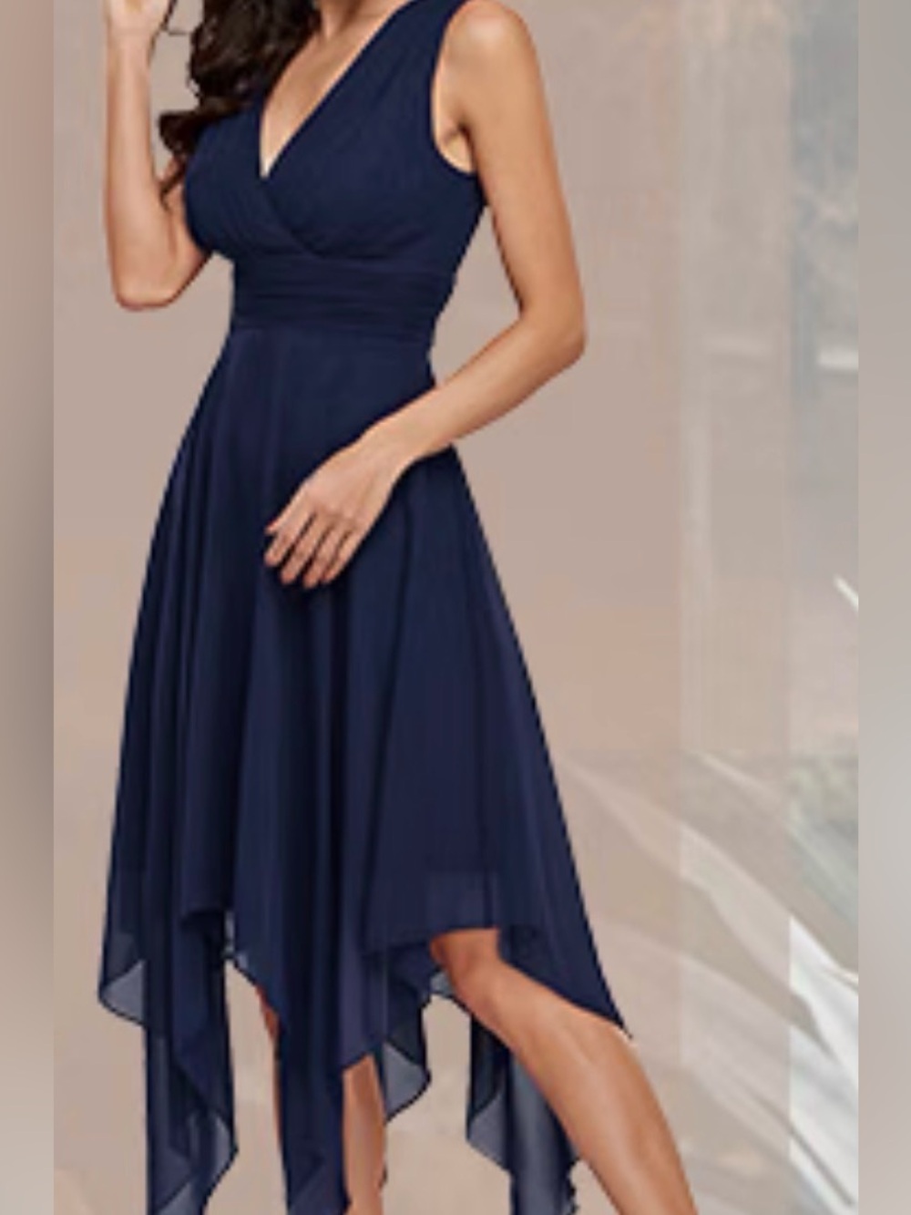 Ever-Pretty Women's A-line V-Neck Sleeveless Chiffon Evening Dress in Navy Blue